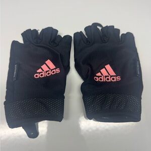 Adidas Black and Pink Fingerless Gloves